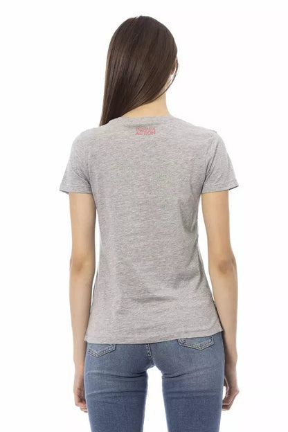 Trussardi Action Elegant Gray Short Sleeve T-shirt With Print