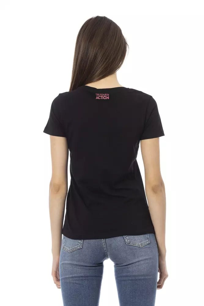 Trussardi Action Chic Black Short Sleeve Tee with Front Print