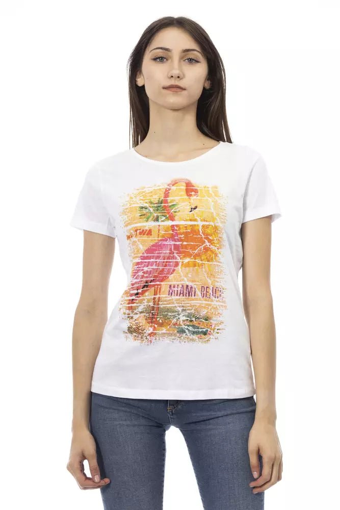 Trussardi Action Chic White Print Tee for Trendsetters