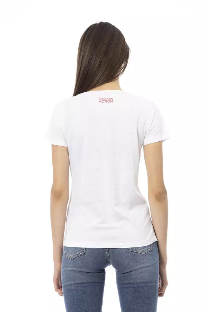 Trussardi Action Chic White Print Tee for Trendsetters