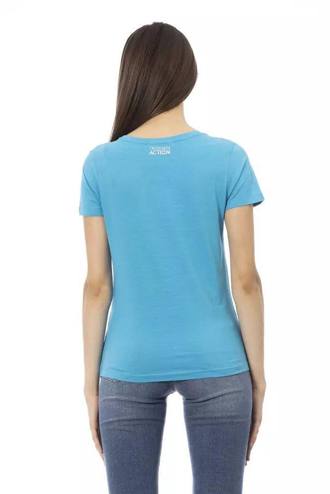 Trussardi Action Chic Light Blue Tee with Front Print Detail