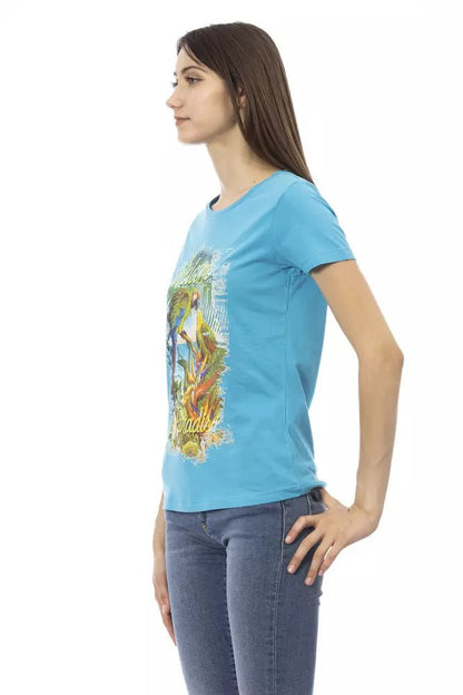 Trussardi Action Chic Light Blue Tee with Front Print Detail