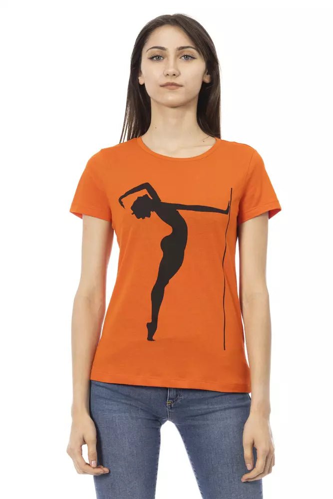Trussardi Action Chic Orange Short Sleeve Tee with Unique Print