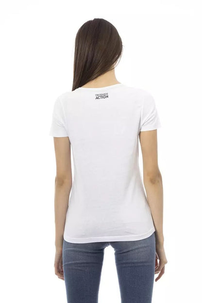 Trussardi Action Chic White Round Neck Tee with Front Print