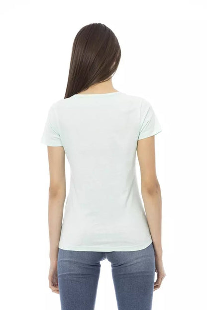 Trussardi Action Elegant V-Neck Tee with Chic Front Print