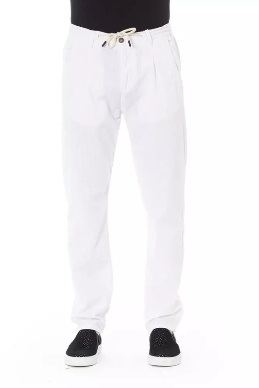 Baldinini Trend Elegant White Cotton Chino Trousers
