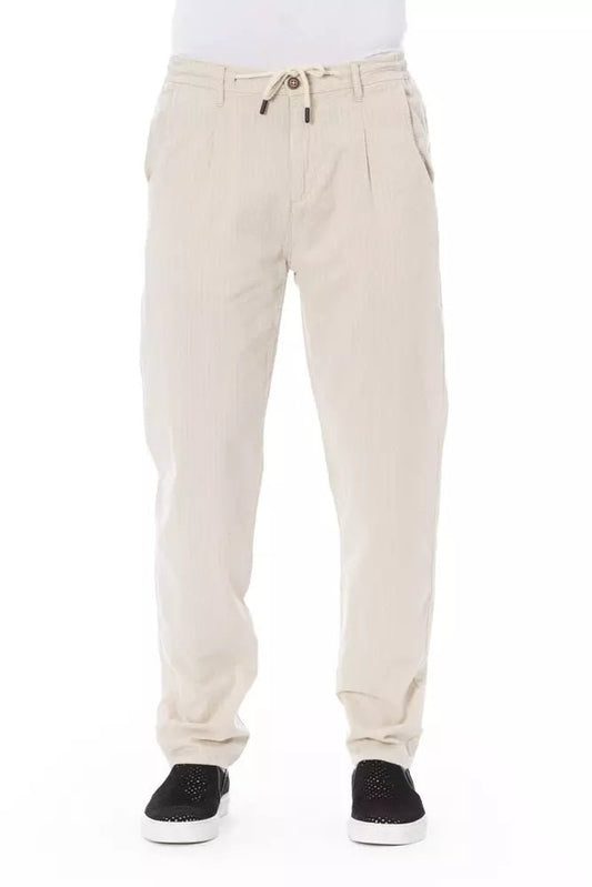 Baldinini Trend Chic Beige Cotton Chino Trousers with Drawstring