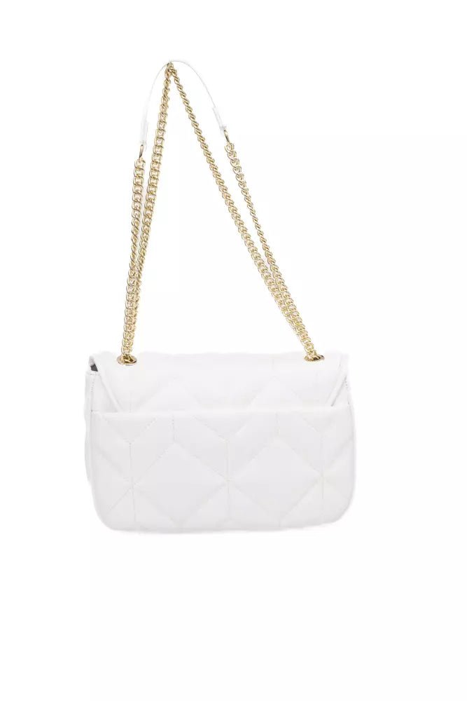 Baldinini Trend Elegant White Flap Shoulder Bag with Gold Accents