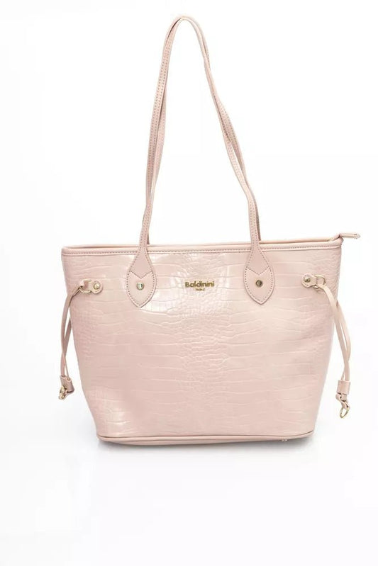 Baldinini Trend Elegant Pink Shoulder Bag with Golden Accents