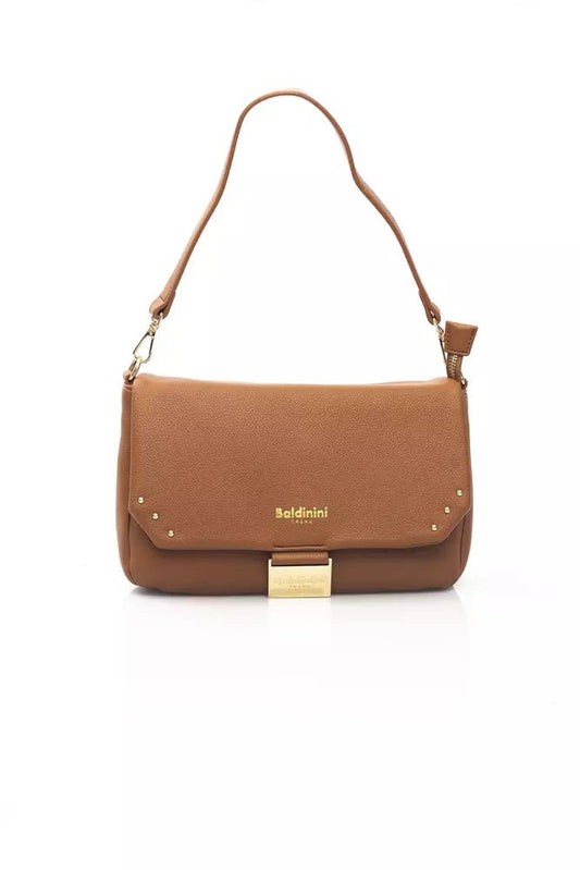 Baldinini Trend Elegant Brown Shoulder Flap Bag with Golden Accents