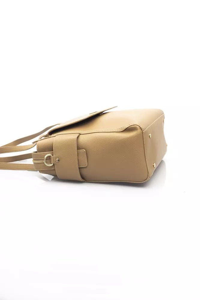 Baldinini Trend Elegant Beige Shoulder Bag With Golden Accents