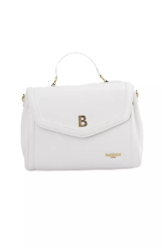 Baldinini Trend Elegant White Shoulder Bag with Golden Accents