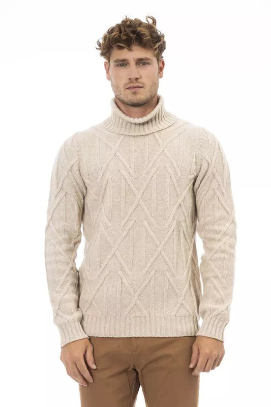 Alpha Studio Beige Turtleneck Sweater - Winter Elegance