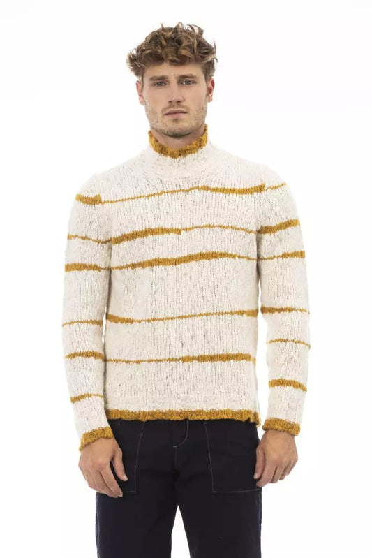 Alpha Studio Beige Mock Neck Cozy Knit Sweater