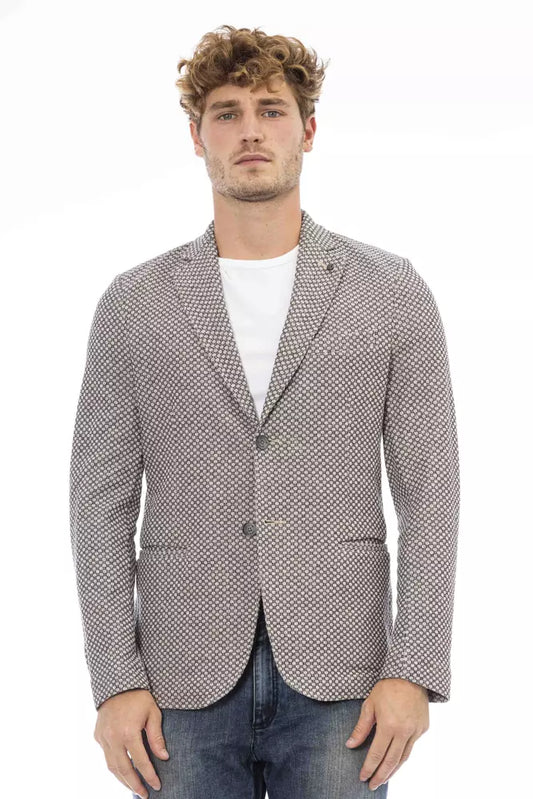 Distretto12 Chic Beige Fabric Jacket with Classic Appeal