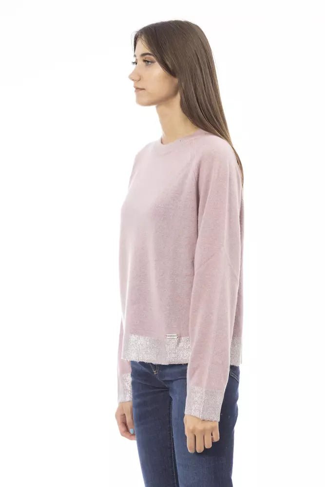 Baldinini Trend Chic Crew Neck Monogram Sweater in Pink