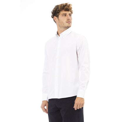 Baldinini Trend Crisp White Cotton Blend Shirt