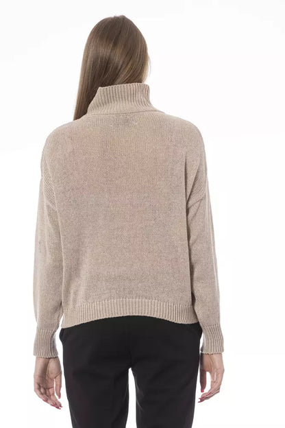 Baldinini Trend Chic Beige Volcano Neck Sweater