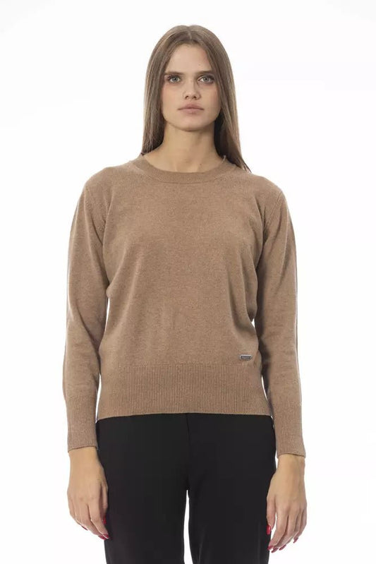 Baldinini Trend Sophisticated Beige Crew Neck Sweater