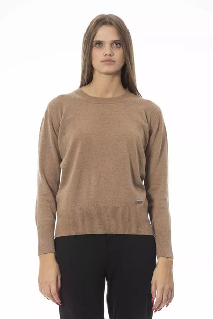 Baldinini Trend Sophisticated Beige Crew Neck Sweater