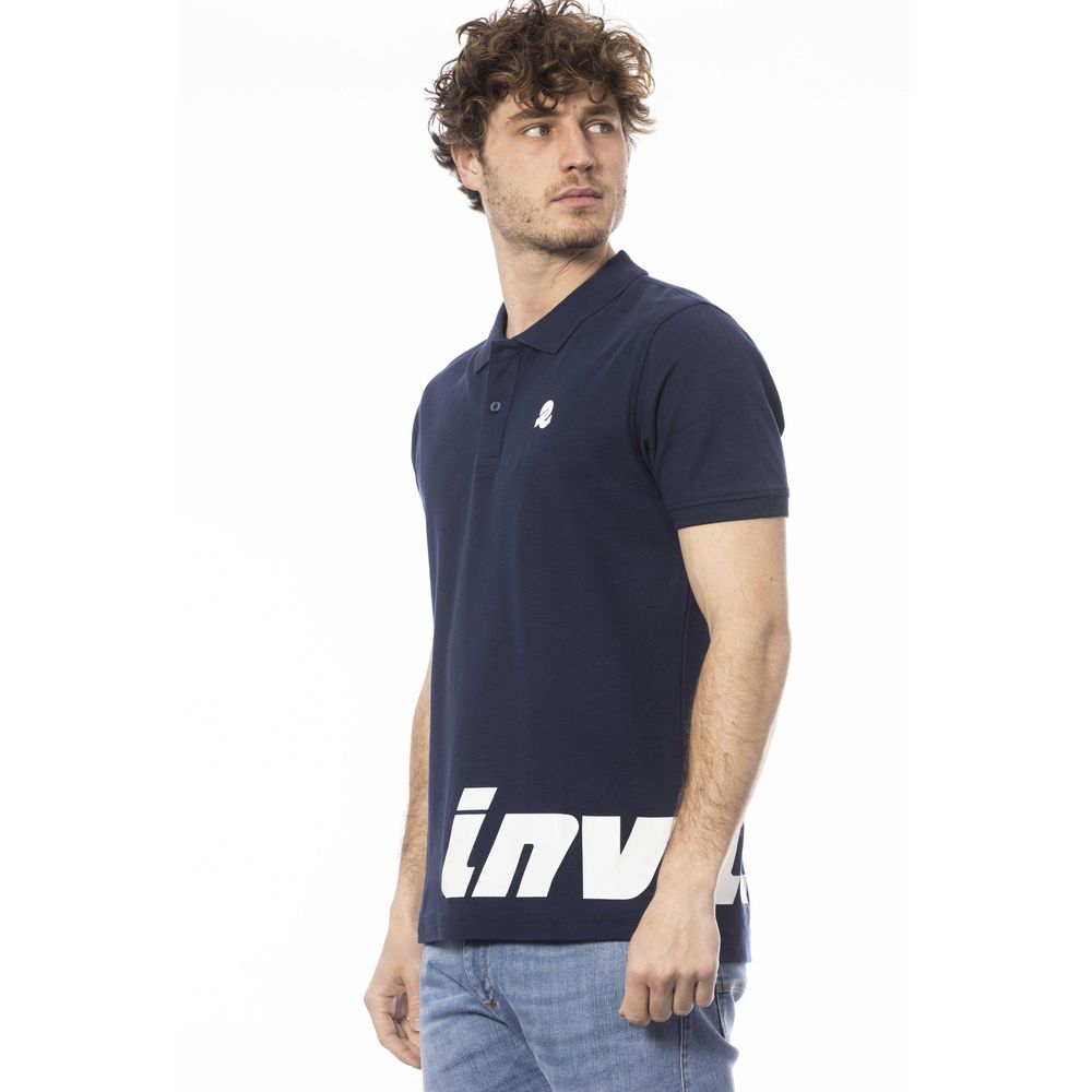 Invicta Elegant Blue Cotton Polo with Chest Logo