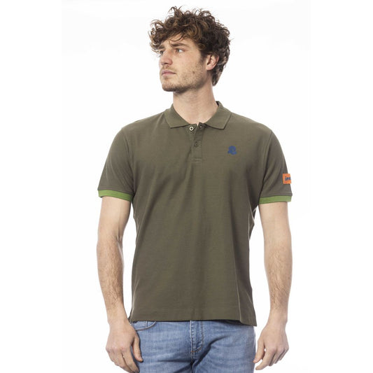 Invicta Elegant Green Cotton Polo with Emblem Detail