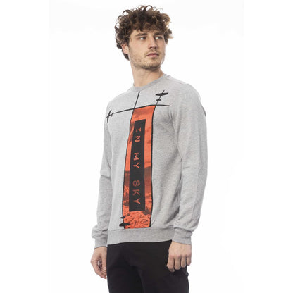 Trussardi Elegant Gray Knit Sweatshirt with Front Print