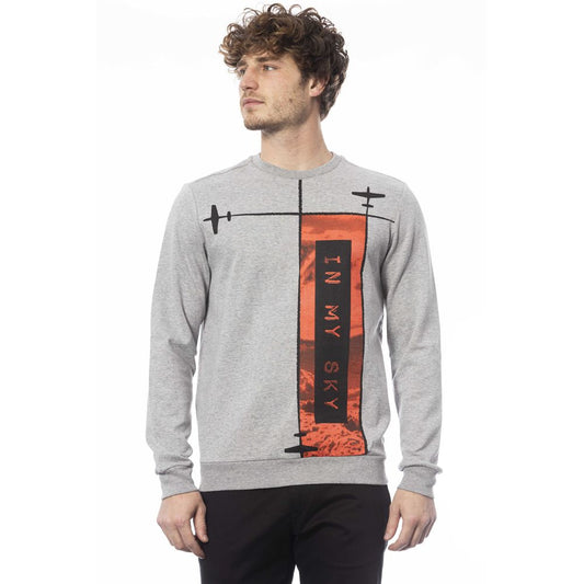 Trussardi Elegant Gray Knit Sweatshirt with Front Print