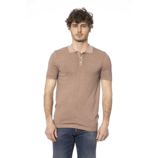 Distretto12 Beige Cotton Polo Short Sleeves Classic Top