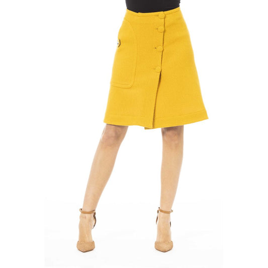 Jacob Cohen Elegant Yellow Wool-Blend Skirt