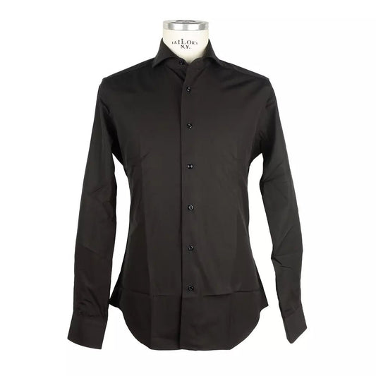Made in Italy Elegant Milano Black Cotton Men's Shirt