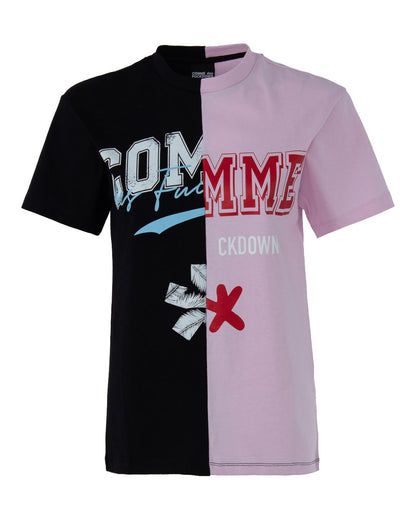 Comme Des Fuckdown Elegant Two-Tone Cotton Tee - Summery Pink