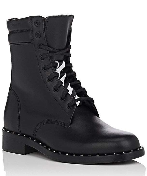 Off-White Elegant Calfskin Lace-Up Ankle Boots
