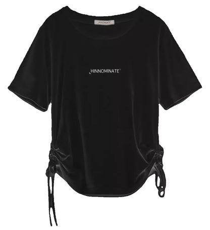 Hinnominate Gathered Jersey Tee with Dangling Laces