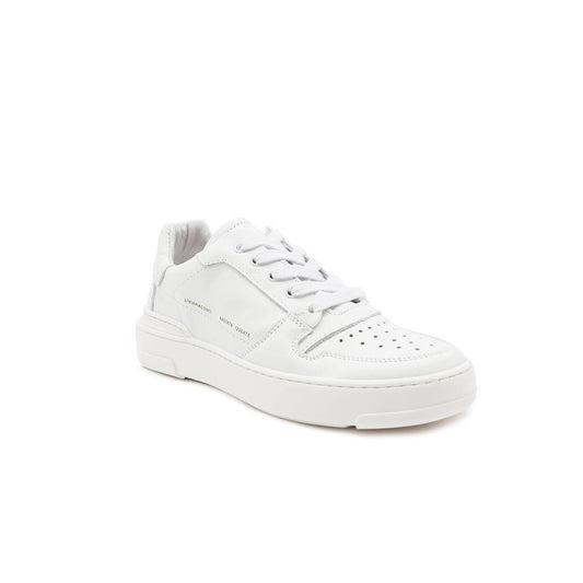 Liviana Conti Elegant White Leather Sneakers with Gold Accents