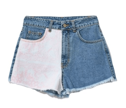 Comme Des Fuckdown Edgy Denim Shorts with Abstract Print