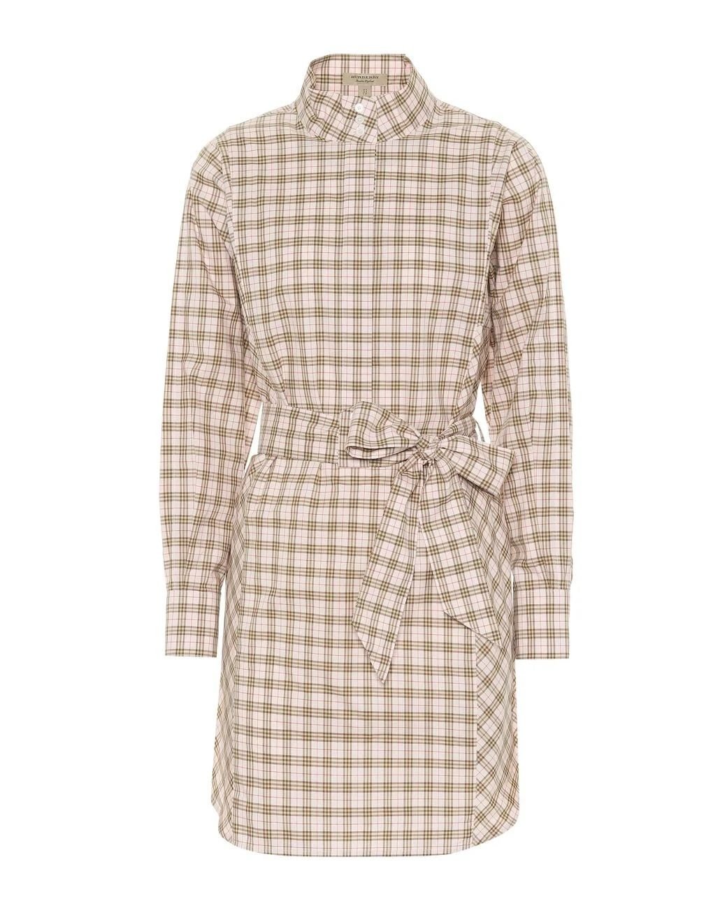 Burberry Iconic Check Cotton Shirt Dress in Pink