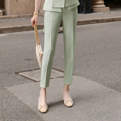 High Quality Casual Women's Suit Pants Two Piece Set . new summer elegant ladies white blazer jacket business attire