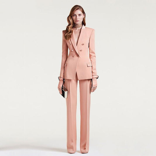 Jacket+Pants Women&#39;s Business Suit Female Office Uniform Ladies Formal Trouser Suit Double Breasted Women&#39;s Tuxedo Custom