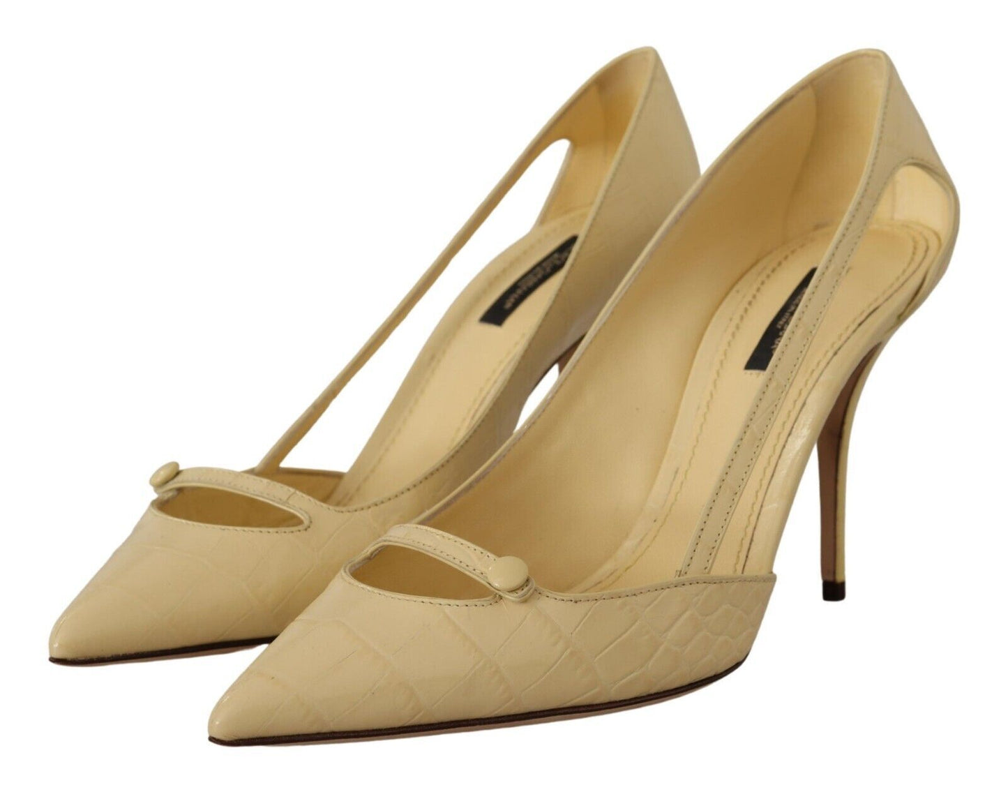 Dolce & Gabbana Chic Pointed Toe Leather Pumps in Sunshine Yellow