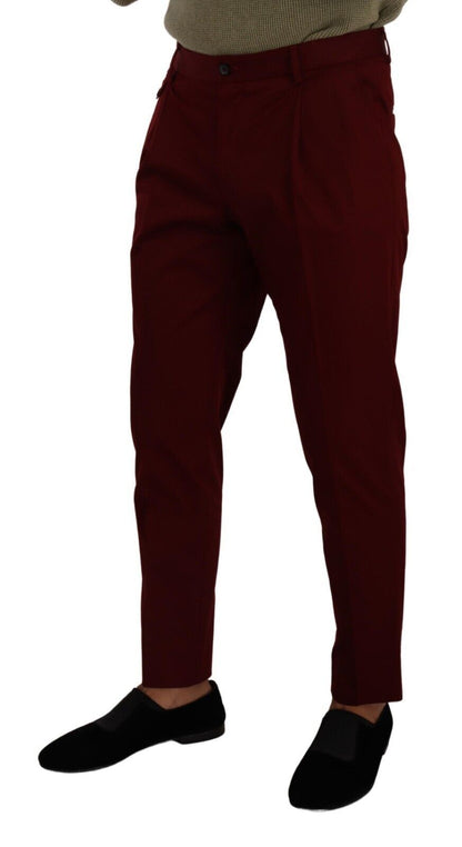 Dolce & Gabbana Dark Red Cotton Mens Chinos Trouser Dress Pants