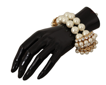 Dolce & Gabbana Elegant Faux-Pearl Crystal Bracelet