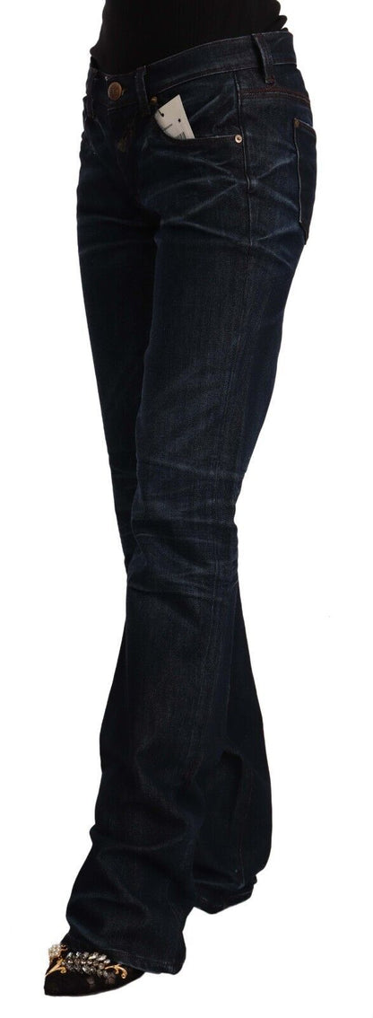 Ermanno Scervino Dark Blue Mid Waist Cotton Denim Straight Jeans