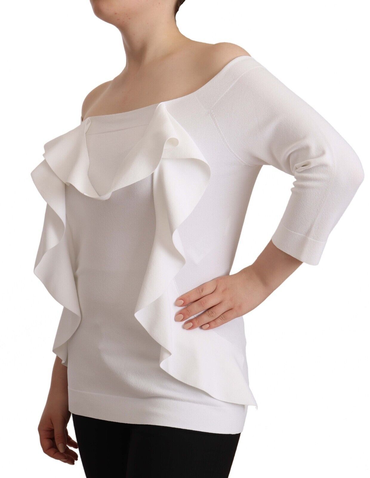 EXTERIOR White Long Sleeves Off Shoulder Women Top Blouse