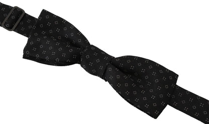 Dolce & Gabbana Black Silk Patterned Necktie Men Accessory Bow Tie