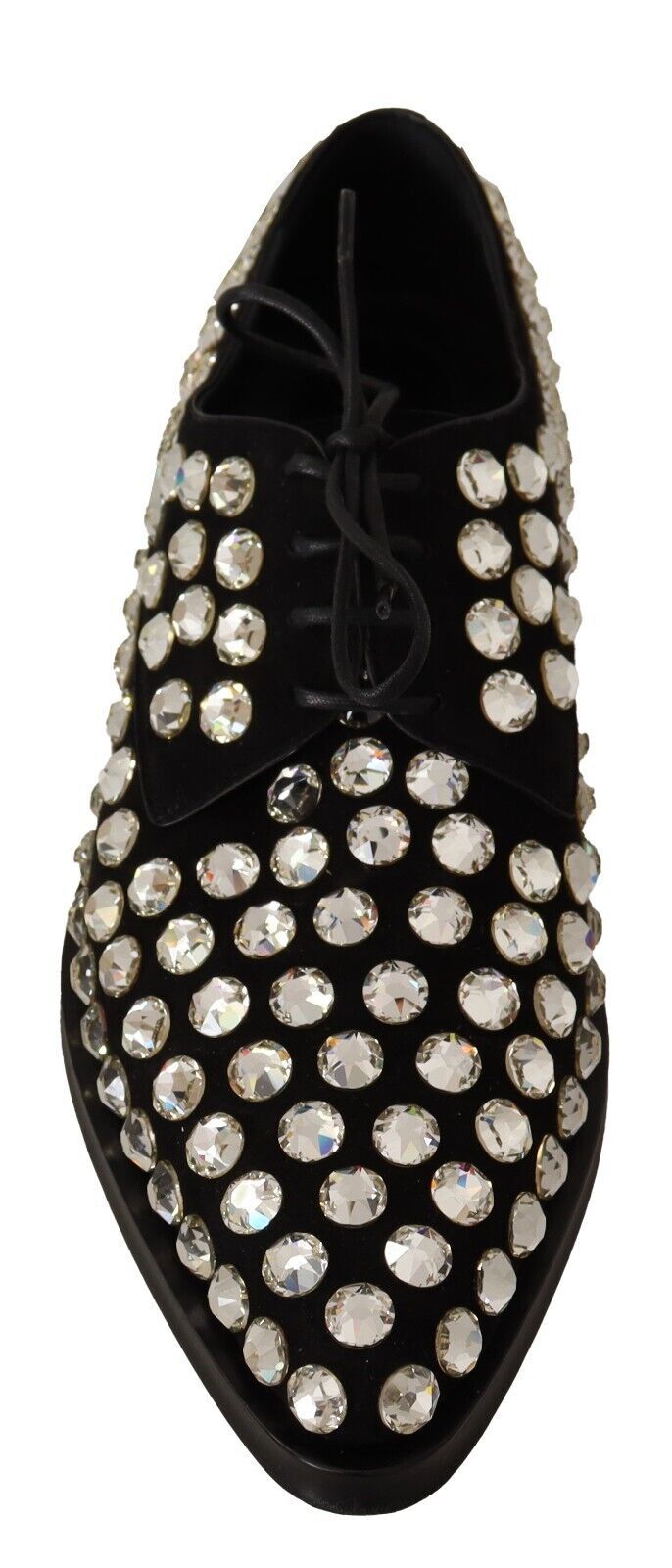 Dolce & Gabbana Elegant Crystal-Embellished Lace-Up Flats