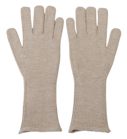 Dolce & Gabbana Ivory Cashmere Silk Hands Mitten Mens Gloves
