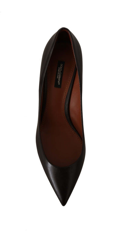 Dolce & Gabbana Elegant Brown Leather Heels Pumps