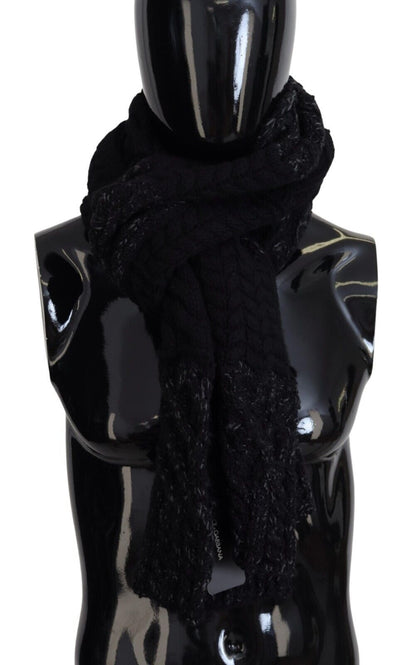 Dolce & Gabbana Black Knitted Men Neck Wrap Shawl Scarf
