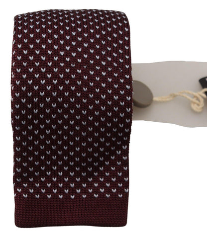 Lanvin Bordeaux Dotted Classic Necktie Adjustable Men Silk Tie